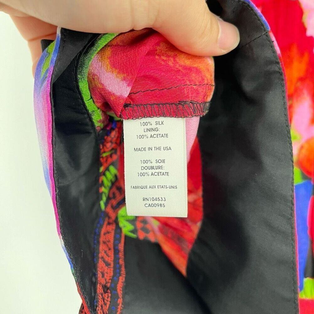 Nanette Lepore Blouse Button Front Abstract Floral Silk Multicolor Womens SP - Picture 6 of 8